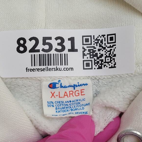 Vintage 80s Champion Hoodie Womens XL 22x24 White NCACC USA - Picture 10 of 16